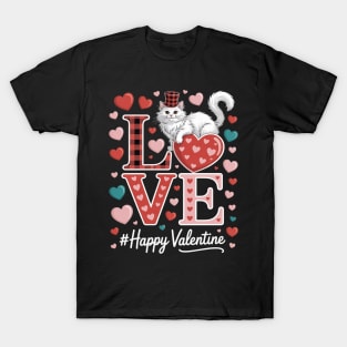 LOVE Happy Valentine British Longhair Cat Valentine's Hat T-Shirt
